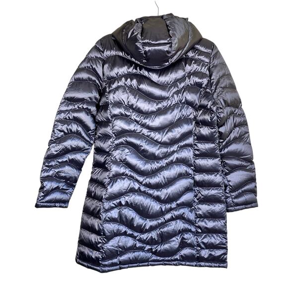 Andrew Marc Sz L Lightweight Packable Premium Down Jacket Quilted Long Silver - Picture 4 of 16